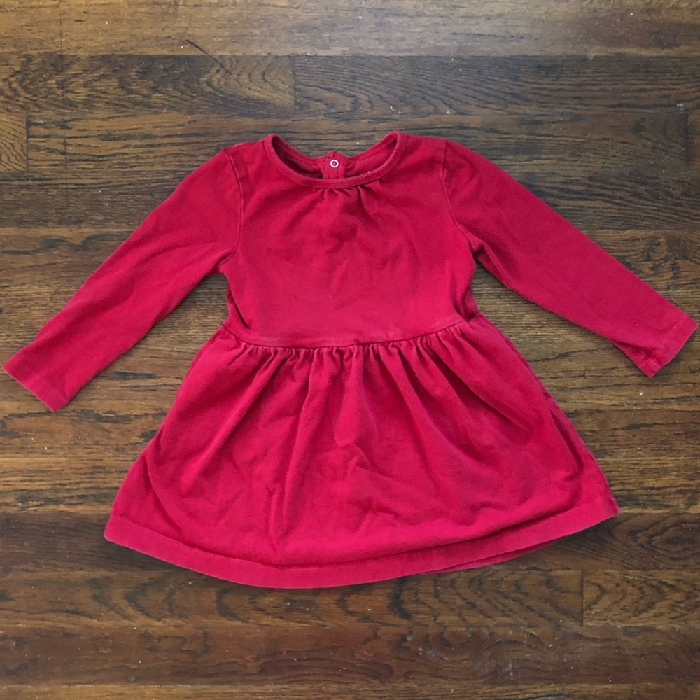 Primary red long sleeve swing dress